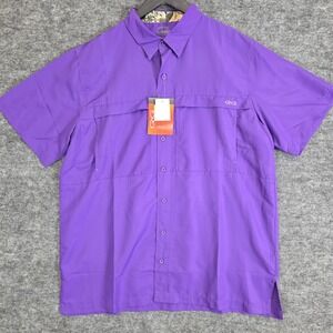GameGuard MicroFiber Shirt Mens XL Purple Short Sleeve Vented Fishing Button Up